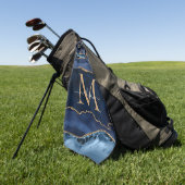 Moderne marinesonroge goudglitter geode monogram golfhanddoek (Groen)