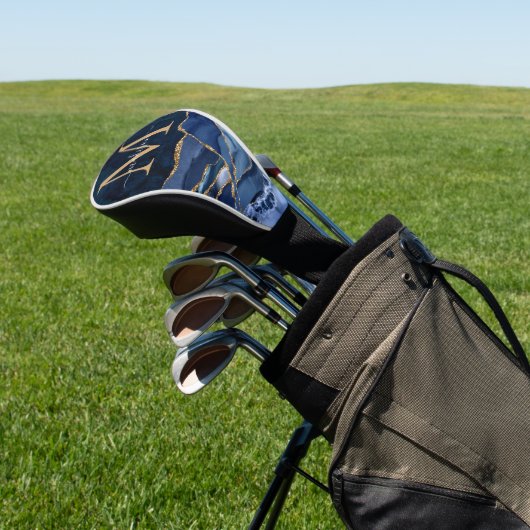 Moderne marinesonroge goudglitter geode monogram golfheadcover (Insitu)