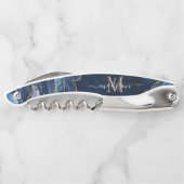 Moderne marinesonroge goudglitter geode monogram kurkentrekker (Achterkant)