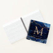 Moderne marinesonroge goudglitter geode monogram notitieboek (Binnen)