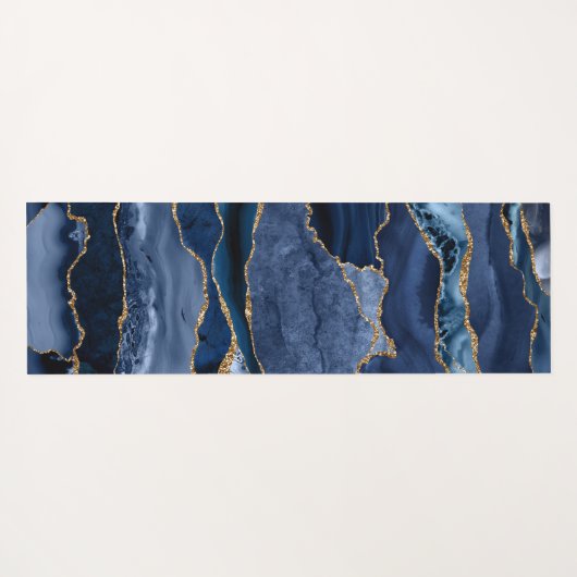 Moderne marinesonroge goudglitter geode monogram yogamat (Achterkant (horizontaal))