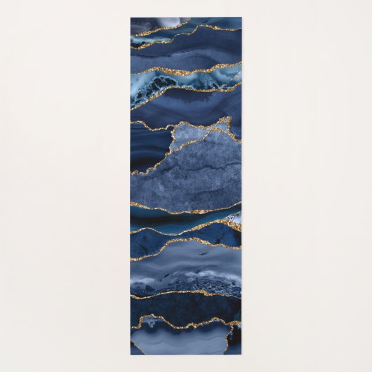 Moderne marinesonroge goudglitter geode monogram yogamat (Achterkant)