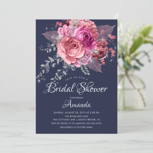 Moderne marinesroze en zilver Vrijgezellenfeest Kaart (Staand voorkant)