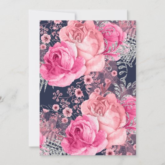 Moderne marinesroze en zilver Vrijgezellenfeest Kaart (Achterkant)