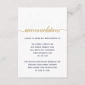 Moderne marinesultaat Gold Script Wedding Accommod Informatiekaartje (Voorkant)