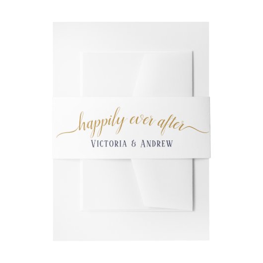 Moderne marinesultair Gold Script Minimal Wedding Uitnodigingen Wikkel (Voorkant Voorbeeld)