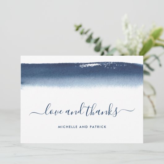 Moderne marineverbinding blauw Waterverf Bedankkaart (Staand voorkant)