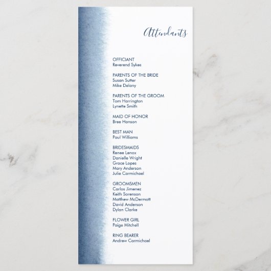 Moderne marineverbinding blauw Waterverf Programmakaart (Achterkant)