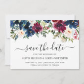 Moderne marineverbinding met Blue Burgundy Red Peo Save The Date (Voorkant)