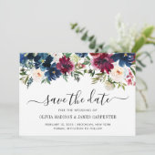 Moderne marineverbinding met Blue Burgundy Red Peo Save The Date (Staand voorkant)