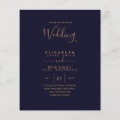 Moderne marinevlek Blue Gold Budget Wedding Invite (Voorkant)