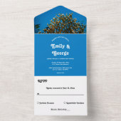 Moderne marinevlek onderwater Zee visrif bruiloft All In One Uitnodiging (Binnen)