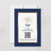 Moderne marinevorming blauwe goudpalm RSVP kaartje (Voorkant)
