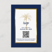 Moderne marinevorming blauwe goudpalm RSVP kaartje (Voorkant)