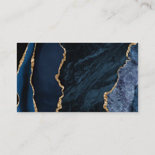 Moderne marinewebsite Blue Gold Agate Wedding Informatiekaartje (Achterkant)