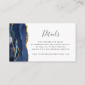 Moderne marinewebsite Blue Gold Agate Wedding Informatiekaartje (Voorkant)