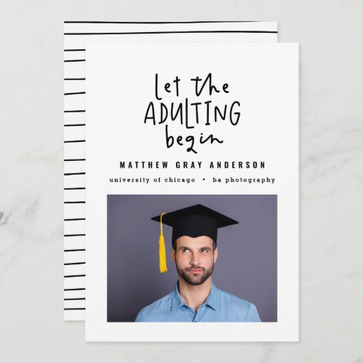 Moderne markeerpen die foto-afstuderen toevoegen aankondiging (Voorkant / Achterkant)