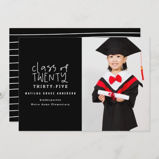 Moderne markeerpenklasse van foto-afstuderen aankondiging (Voorkant / Achterkant)