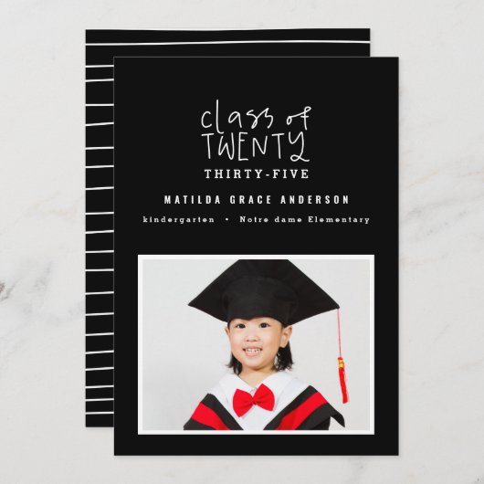 Moderne markeerpenklasse van foto-afstuderen aankondiging (Voorkant / Achterkant)