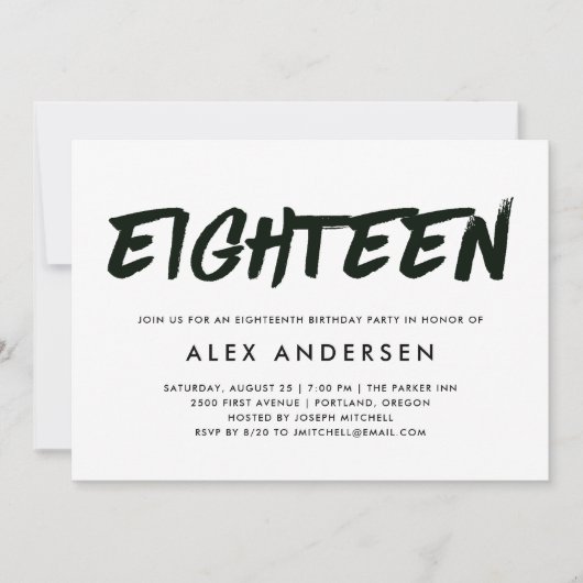 Moderne marker Black en White, achttiende verjaard Kaart (Voorkant)