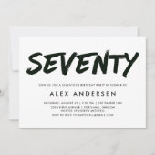 Moderne marker zwart en wit zeventigste verjaardag kaart (Voorkant)