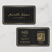 Moderne Marketing Elegant Zwart Goud Lijst Rand Visitekaartje (Voorkant / Achterkant)