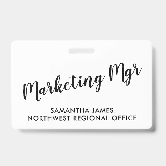 Moderne Marketing Manager ID Badge (Voorzijde)