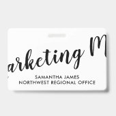 Moderne Marketing Manager ID Badge (Achterkant)