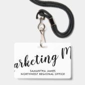 Moderne Marketing Manager ID Badge (Achterkant met lanyard)