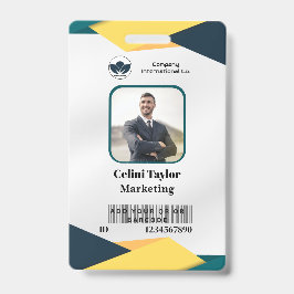 Moderne Marketing Portrait ID Kaart (Groen & Geel) Badge