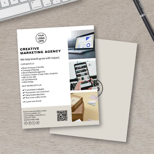 Moderne marketingbureau voor op maat gemaakte logo flyer