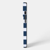 Moderne marlijn en blauwe witte cabana strepen iPhone hoesje (Linkerkant)