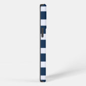 Moderne marlijn en blauwe witte cabana strepen iPhone hoesje (Rechterkant)