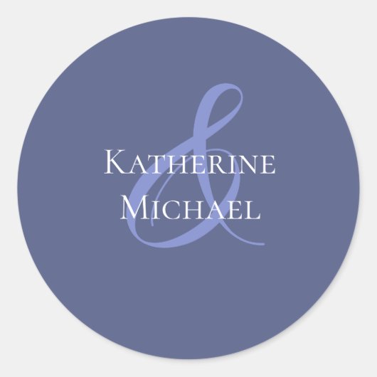 Moderne Marlin Blauw en Wit Bruiloft- Ronde Sticker (Voorkant)