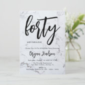 Moderne marmer, 40e verjaardag uitnodiging (Staand voorkant)