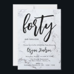 Moderne marmer, 40e verjaardag uitnodiging<br><div class="desc">Aangepast grijs marmer textuur Man Typografie 40th Birthday Invitation ///Deze uitnodiging maakt deel uit van een passend collectie/////</div>