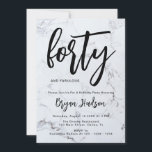 Moderne marmer, 40e verjaardag uitnodiging<br><div class="desc">Aangepast grijs marmer textuur Man Typografie 40th Birthday Invitation ///Deze uitnodiging maakt deel uit van een passend collectie/////</div>