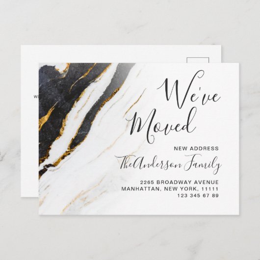 Moderne Marmer Abstracte Bewegende Aankondiging Briefkaart (Voorkant / Achterkant)