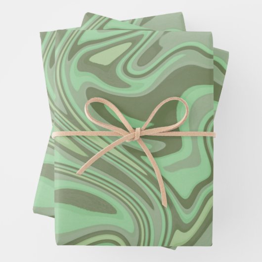 Moderne marmer Abstracte Waterverf Sage Green Inpakpapier Vel (In situ)
