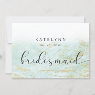 Moderne marmer Aqua Bridesmaid proposal Kaart