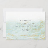 Moderne marmer Aqua Bridesmaid proposal Kaart (Achterkant)