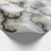 Moderne marmer Black en White Gold Wrapping Paper Cadeaupapier (Hoek)