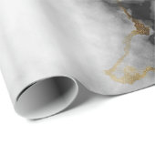 Moderne marmer Black en White Gold Wrapping Paper Cadeaupapier (Rol Hoek)