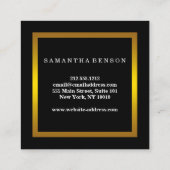 Moderne marmer Black & Gold Beauty Salon Vierkante Visitekaartje (Achterkant)