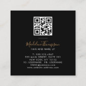 Moderne marmer Black Gold QR Code Monogram Vierkante Visitekaartje (Achterkant)
