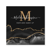 Moderne marmer Black Gold QR Code Monogram