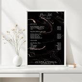 Moderne marmer Black Rosegold Pricelist Poster