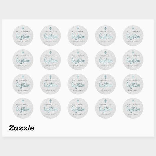 Moderne marmer Blue Baptism Sticker (Vel)