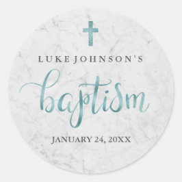 Moderne marmer Blue Baptism Sticker