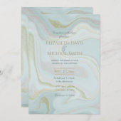 Moderne marmer Blue Glitter achtergrond Kaart (Voorkant / Achterkant)